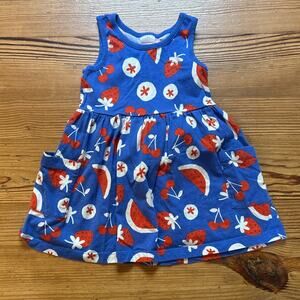 Hanna Andersson blue red strawberry blueberry fruit tank toddler dress SIZE‎ 4
